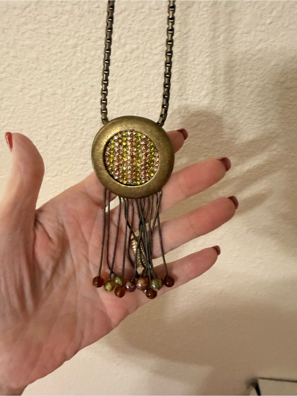 Chico's Antique Brass-Tone Tassel Pendant Necklace